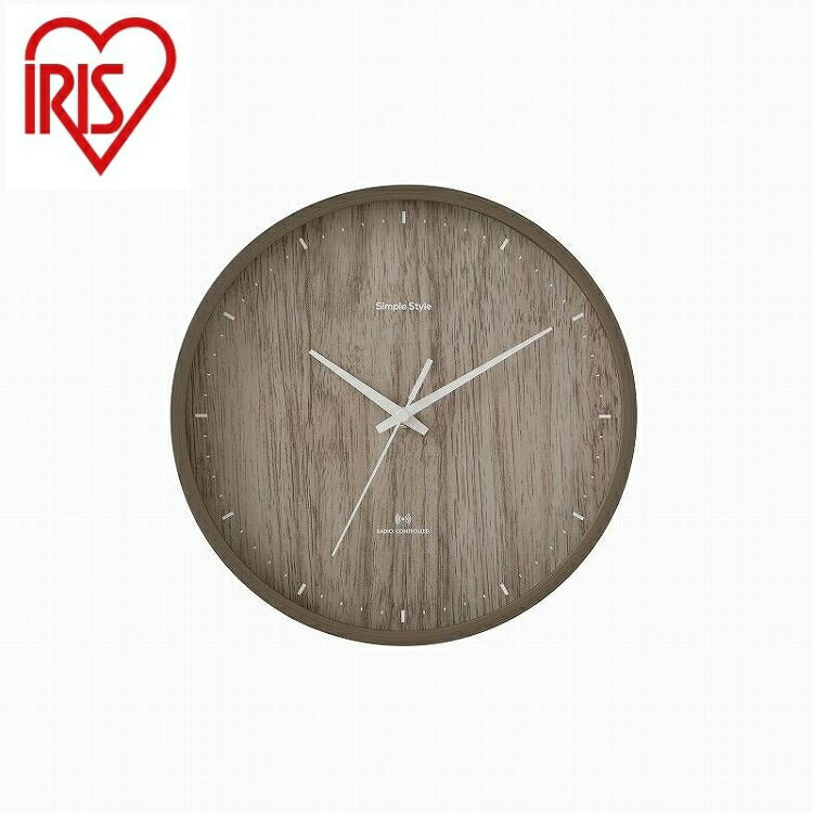 アイリスオーヤマ 壁掛け電波時計 ACR01-25-T ブラウン IRIS OHYAMA(代引不可)