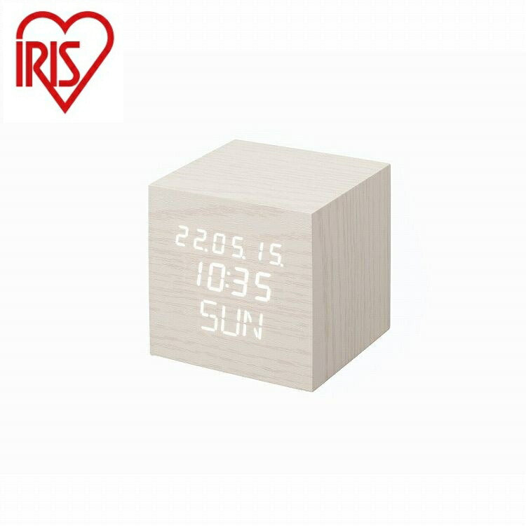 アイリスオーヤマ デジタル置時計 ICW-02W-W ホワイト IRIS OHYAMA(代引不可)