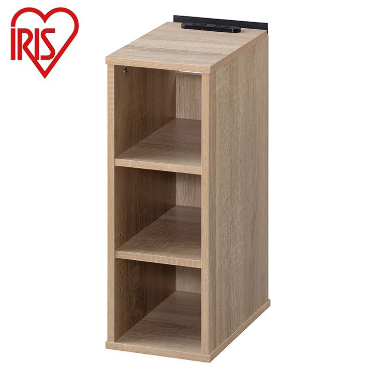 アイリスオーヤマ ナイトテーブル 棚付き 幅18 サイドテーブル コンセント ベッドサイド スマホスタンド付き 棚 ラック 収納付き 隙間収納 すき間収納 ライトナチュラル NTB-180R IRIS OYAMA(代引不可)