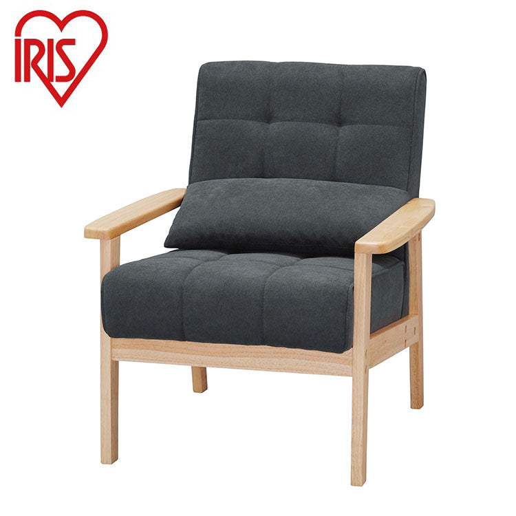 アイリスオーヤマ 1人掛けウッドフレームソファ クッション付き 天然木 ソファ 肘付き 肘あり アームレスト イス 椅子 1P ソファ 北欧 おしゃれ ダークグレー WFS-1S IRIS OYAMA(代引不可)