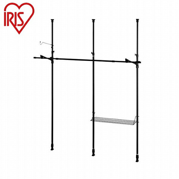 アイリスオーヤマ つっぱり物干し 3本タイプ TPM-3 ブラック つっぱり物干し 3本タイプ IRIS OYAMA(代引不可)