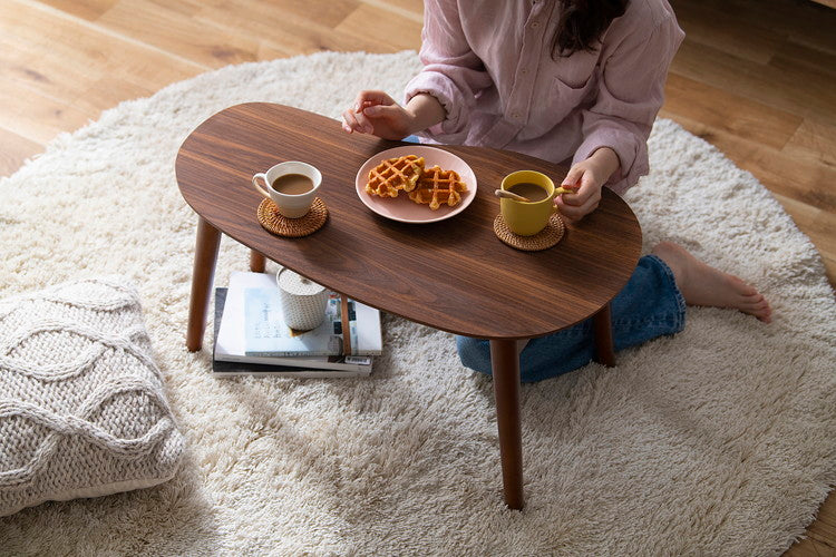 アイリスオーヤマ 折りたたみ センターテーブル 豆型 ビーンズ型 テーブル ローテーブル リビングテーブル 折り畳み 北欧 おしゃれ ウォールナット FCT-700R IRIS OYAMA(代引不可)