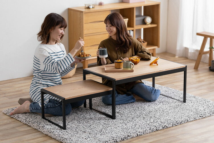 アイリスオーヤマ ネストテーブル 幅90/幅50 テーブル2点セット スチールフレームセンターテーブル 伸縮 ローテーブル 北欧 おしゃれ ナチュラル SFCT-900N IRIS OYAMA(代引不可)