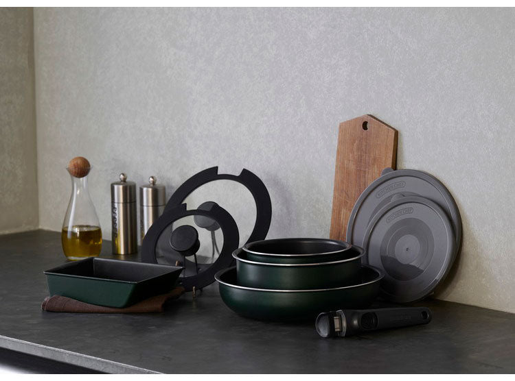 アイリスオーヤマ TERACOAT テラコート フライパンセット 9点セット EHDC-T9S ダークグリーン 取っ手のとれる 着脱 フライパン 鍋 セット IRIS OHYAMA(代引不可)