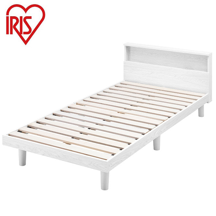 アイリスオーヤマ すのこベッド S シングル ヘッドボード付き 2口コンセント スマホスタンド 棚付き 宮付き 宮棚付き ベッドフレーム すのこベッド 通気性 ホワイト SNB-S IRIS OYAMA(代引不可)