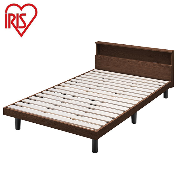 アイリスオーヤマ すのこベッド SD セミダブル ヘッドボード付き 2口コンセント スマホスタンド 棚付き 宮付き 宮棚付き ベッドフレーム すのこベッド 通気性 ブラウン SNB-SD IRIS OYAMA(代引不可)