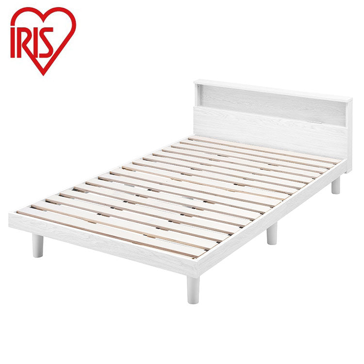 アイリスオーヤマ すのこベッド SD セミダブル ヘッドボード付き 2口コンセント スマホスタンド 棚付き 宮付き 宮棚付き ベッドフレーム すのこベッド 通気性 ホワイト SNB-SD IRIS OYAMA(代引不可)