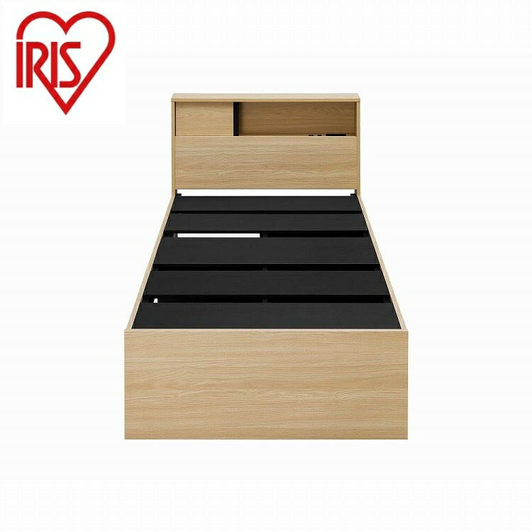アイリスオーヤマ スライド扉収納ベッド S SDB-S ナチュラル/ブラック IRIS OHYAMA(代引不可)