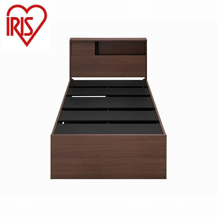 アイリスオーヤマ スライド扉収納ベッド S SDB-S ウォールナット/ブラック IRIS OHYAMA(代引不可)