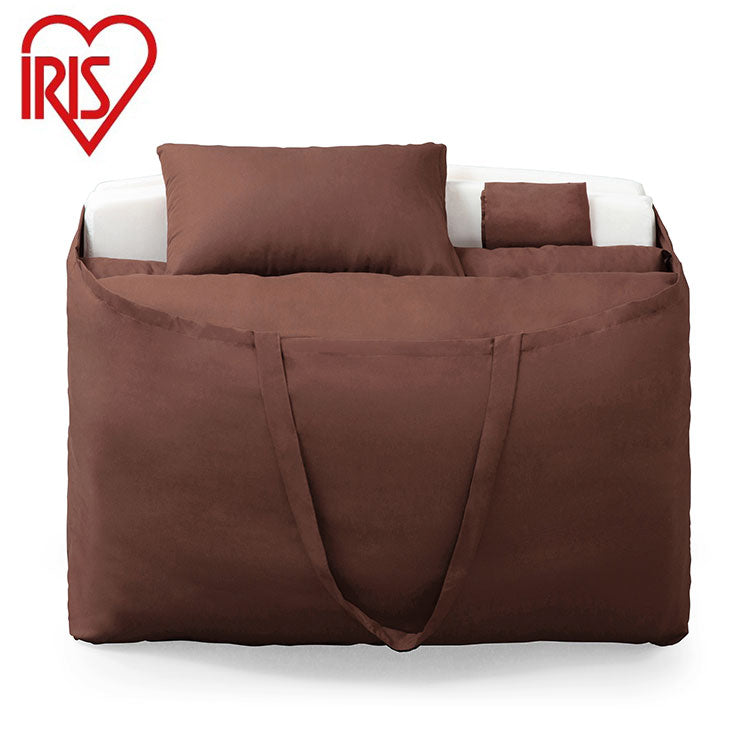 アイリスオーヤマ マットレス付き布団10点セット 掛け布団 敷き布団 枕 掛け布団カバー ボックスシーツ 枕カバー2枚 枕パッド 三つ折りマットレス 収納バッグ ブラウン KFS-R-M10S IRIS OYAMA(代引不可)