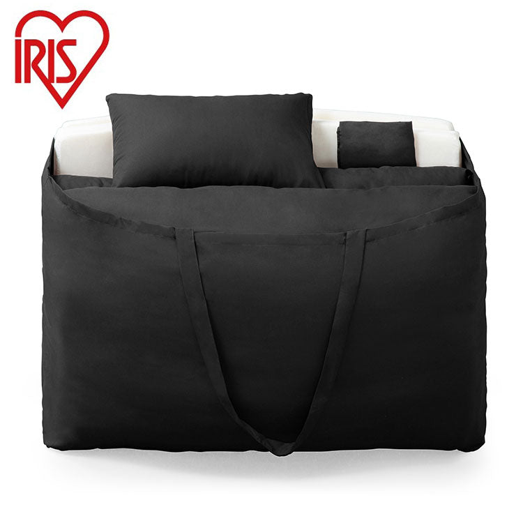 アイリスオーヤマ マットレス付き布団10点セット 掛け布団 敷き布団 枕 掛け布団カバー ボックスシーツ 枕カバー2枚 枕パッド 三つ折りマットレス 収納バッグ ブラック KFS-R-M10S IRIS OYAMA(代引不可)