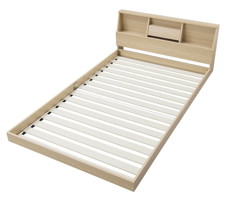 アイリスオーヤマ フロアベッド セミダブル FBF-SD ナチュラル 棚付き ローベッド ベッドフレーム すのこベッド IRIS OHYAMA(代引不可)