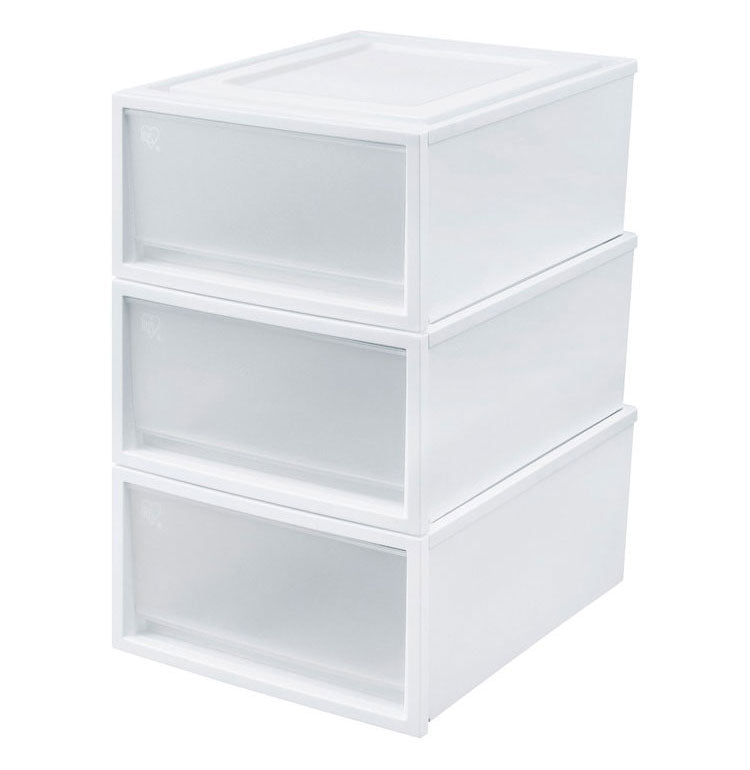 アイリスオーヤマ 収納ケース 収納ボックス 3個セット ネスティングボックスチェスト NSBC-500×3 ホワイト/クリア 押入れ収納 押し入れ収納 衣装ケース クローゼット収納 IRIS OHYAMA(代引不可)