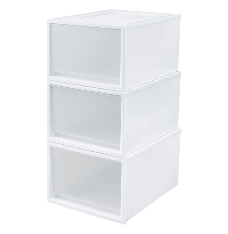 アイリスオーヤマ 収納ケース 収納ボックス 深型 3個セット ネスティングボックスチェスト NSBC-500D×3 ホワイト/クリア 押入れ収納 押し入れ収納 衣装ケース クローゼット収納 IRIS OHYAMA(代引不可)