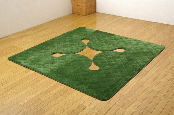 掘りごたつ用 洗える ホットカーペット対応ラグ H舞ツー堀 ブラウン 190×190cm(穴部90×90cm)(代引不可)