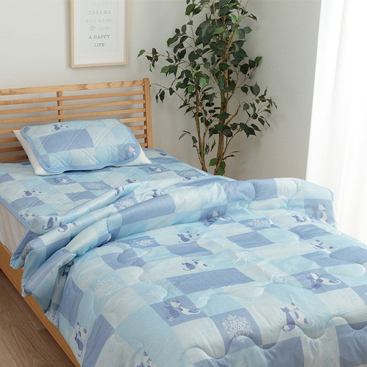 ケット 135×185cm シングル 冷感 可愛い 猫柄 おすすめ ひんやり 肌触り 節電 冷感寝具 夏用 涼しい 冷感ケット リバーシブル オールシーズン 夏 接触冷感(代引不可)