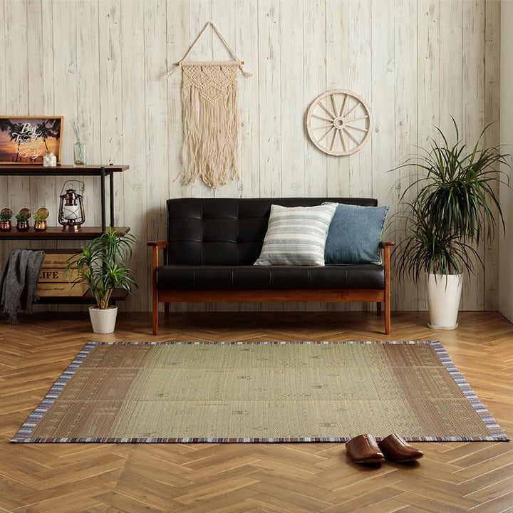 い草ラグ 約120×180cm カーペット夏用 自然素材 節電 快適 インテリア ギャベル柄 シンプル おしゃれ おすすめ 湿度調節 消臭 効果 お手入れ簡単 おしゃれ オールシーズン 新生活 シンプル(代引不可)