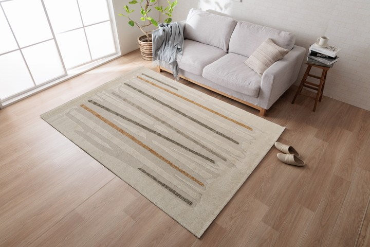 カーペット デザインラグ ウィルトンカーペット 長方形 アイボリー 北欧柄 シンプル 約160×230cm リゼロ(代引不可)