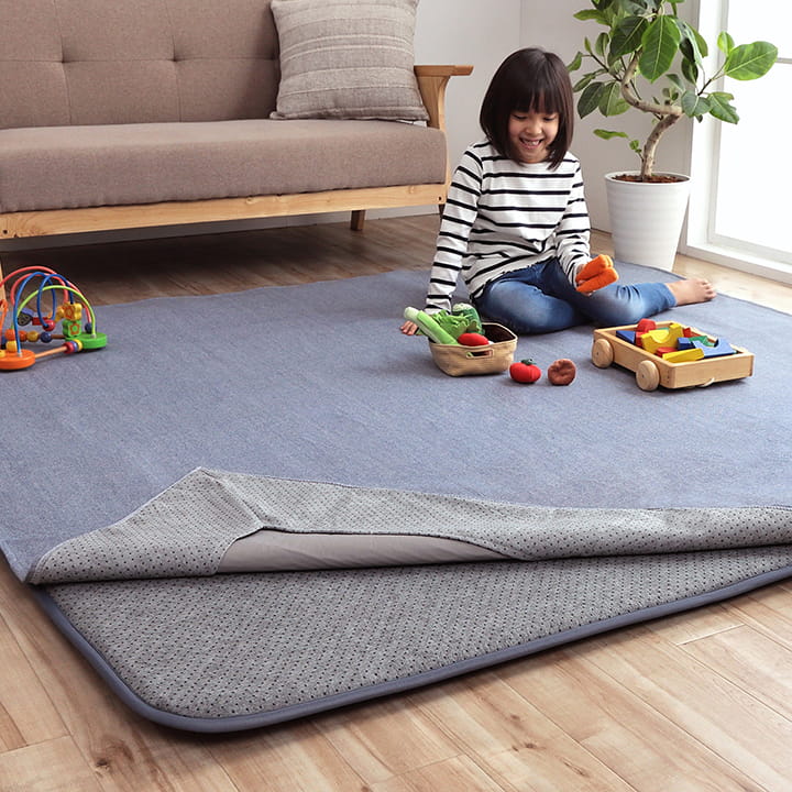 マットカバー シンプル 綿 防水 洗える ズレにくい コンパクト グレー 約3畳 約185×240cm オールシーズン かわいい おしゃれ(代引不可)