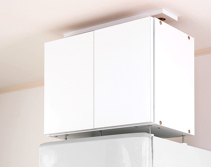 冷蔵庫上 突っ張り 日本製 冷蔵庫上 つっぱり 収納 ハイタイプ 転倒防止 天井つっぱり 上置き 幅60 つっぱりラック 国産 冷蔵庫ラック 地震(代引不可)