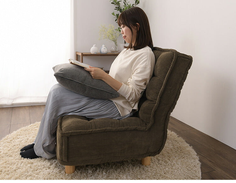 パーソナルソファ 1人用 ソファ コーデュロイ ポケットコイル入り 4段階リクライニング リクライニングソファ 背もたれ 極厚座面 フロアソファ コーデロイ(代引不可)