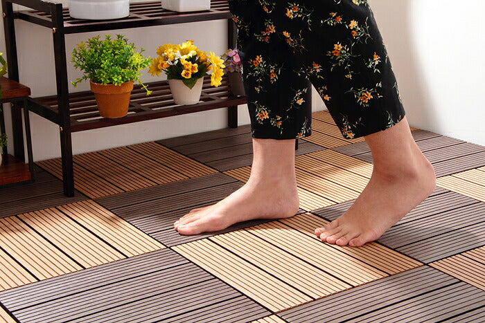 108枚入り ジョイント式 リアル 人工木 デッキ ウッドデッキ ジョイント ベランダ ウッドタイル ウッドパネル パネル 樹脂