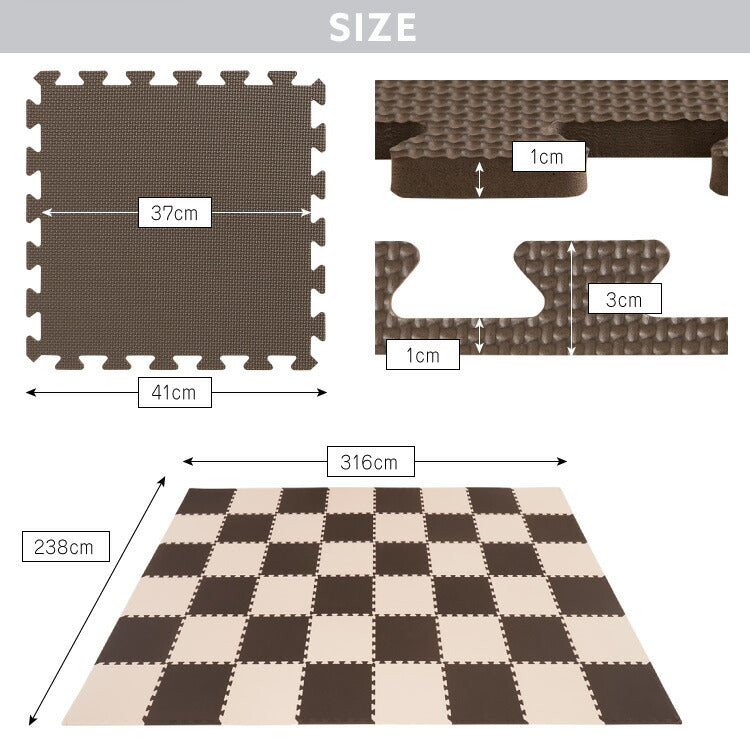 ジョイントマット 大判 48枚 41cm 防音 耐久性 衝撃吸収 床暖房対応 滑り止め おしゃれ ナチュラル カラフル かわいい フロアマット ベビーマット カーペット クッションマット キッズラグ 6畳 子供 防音対策 子供部屋 ペット
