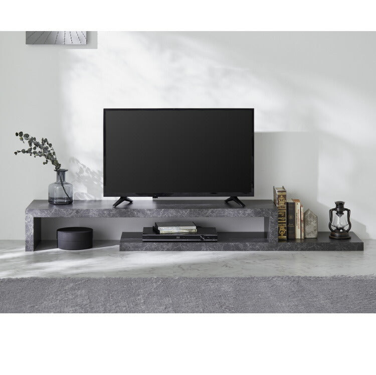 工具不要・簡単組立 テレビ台 セラミック調 伸縮 幅120~230cm ローボード スライドテレビ台 伸縮テレビ台 コーナーテレビ台 テレビボード シンプル 大理石調 マーブル調(代引不可)