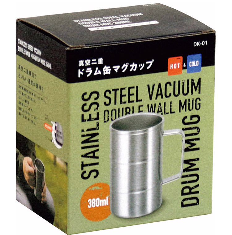 カクセー DK-01 真空二重ドラム缶マグ380ml 真空二重構造 長持ち 真空断熱層 冬 夏 おいしい温度(代引不可)