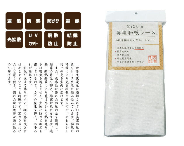 窓に貼る美濃和紙レース 90×90 レース 透かし 窓 装飾 ガラスシート ガラス シート(代引不可)