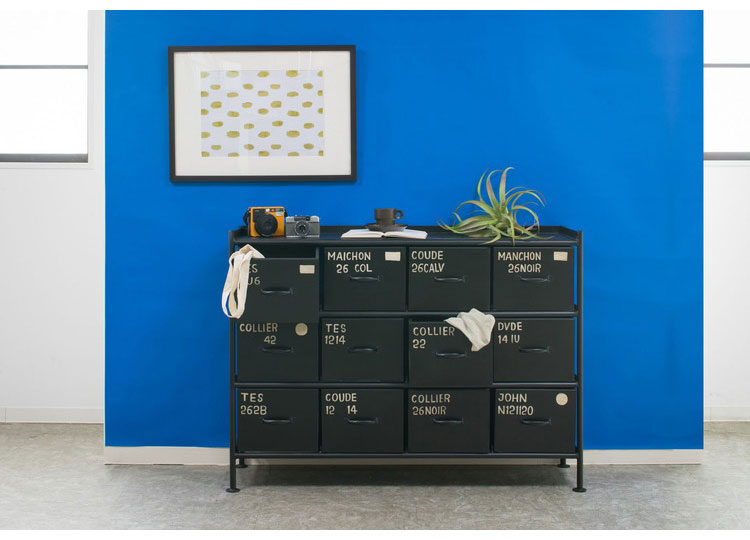 横型チェスト 幅111cm スチールチェスト 12杯引き出し付き 収納棚 箪笥 タンス アイアンチェスト ペイント ハンドメイド レトロ おしゃれ 北欧 ienowa イエノア(代引不可)