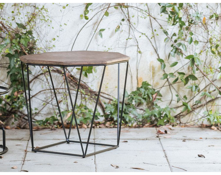 サイドテーブル 幅46cm ナイトテーブル 八角形 おしゃれ 北欧 ヴィンテージ アンティーク アイアン マンゴー材 ベッドサイド ソファサイド ienowa イエノア(代引不可)