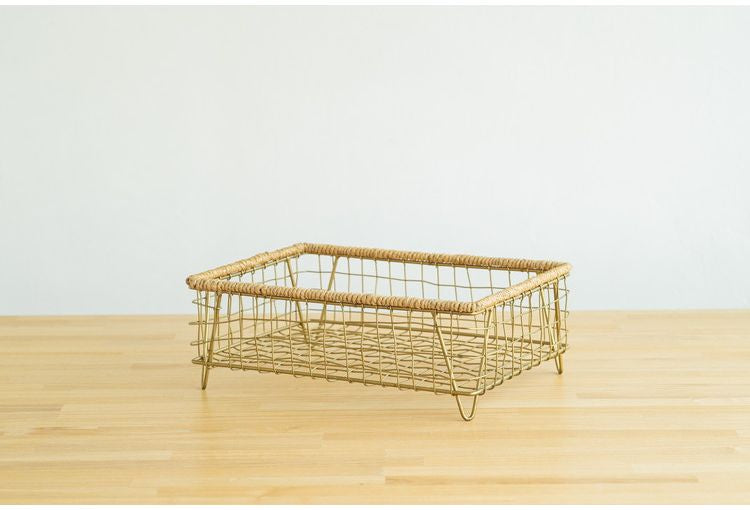 ワイヤートレー ラタン スチール シンプル おしゃれ モダン 北欧 かわいい 洗面台 トレー 物置 収納 雑貨 新生活 一人暮らし(代引不可)