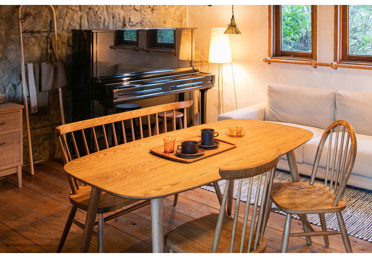 ダイニングテーブル 幅160cm 楕円形 4人掛け 4人用 アッシュ無垢材 食堂テーブル 天然木 おしゃれ 北欧 法人 カフェ 木製 木目 リビングテーブル ienowa イエノア(代引不可)