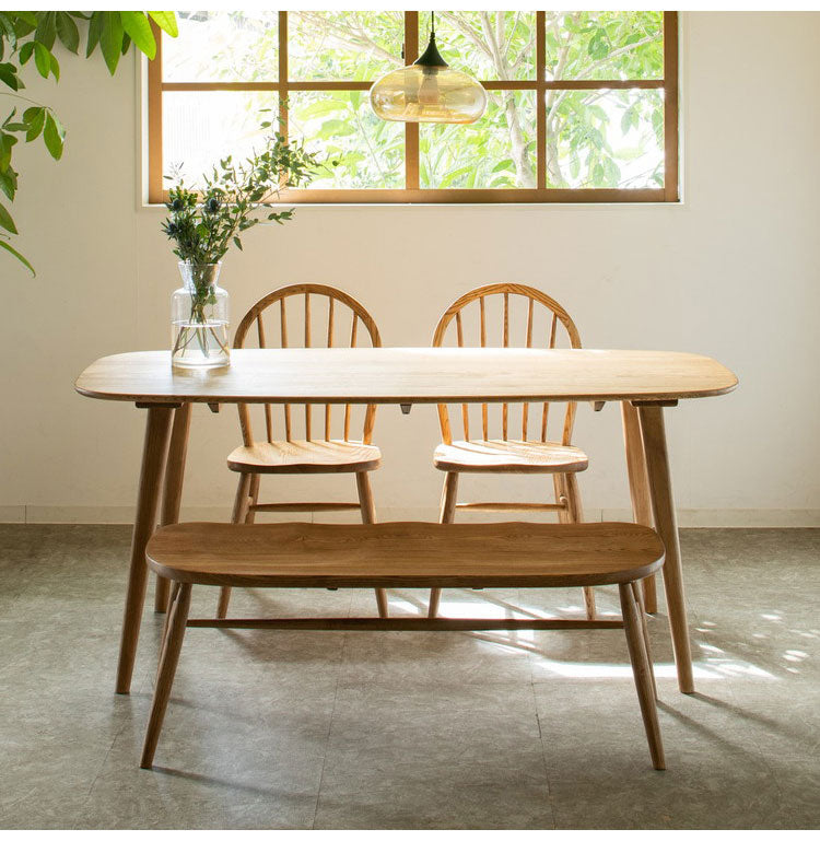 ダイニング用ベンチ 幅112cm 背もたれなし 天然木 木製 木目 2人掛け ダイニングベンチ 食堂ベンチ 法人 おしゃれ 北欧 レトロ カフェ風 ienowa イエノア(代引不可)