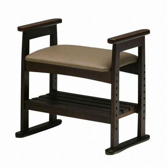 サポートチェア 完成品 椅子 肘付き 玄関 ブラウン 高さ調節 木製 肘掛 玄関椅子 スツール いす イス チェア 棚付 和室 高齢者 座敷椅子 昇降 立ち座り補助 介護椅子 妊婦 軽量 敬老の日(代引不可)