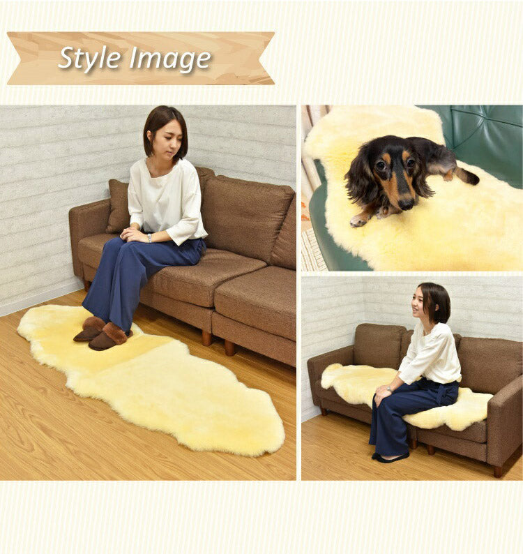 アウトレット 短毛ムートンラグ 2匹 55×160cmもこもこ さらさら ムートンラグ クッション ラグ(代引不可)