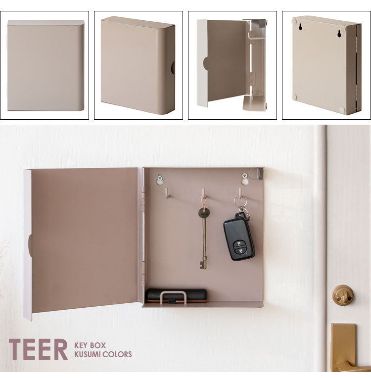 キーボックス TEER ティール くすみカラー かわいい おしゃれ 鍵収納 壁面収納 壁掛け 収納ケース 収納ボックス ボックス 扉付き コンパクト 目隠し マグネット 磁石 ねじ止め キーケース 玄関(代引不可)