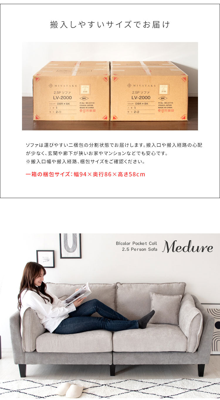 2.5人掛けソファ 2.5Pソファ リビングソファ ファブリックソファ ベルベットソファ 2.5人掛け いす チェア 椅子 2.5PソファーLV-2000 Medure メドゥレ マルチカラー かわいい おしゃれ(代引不可)