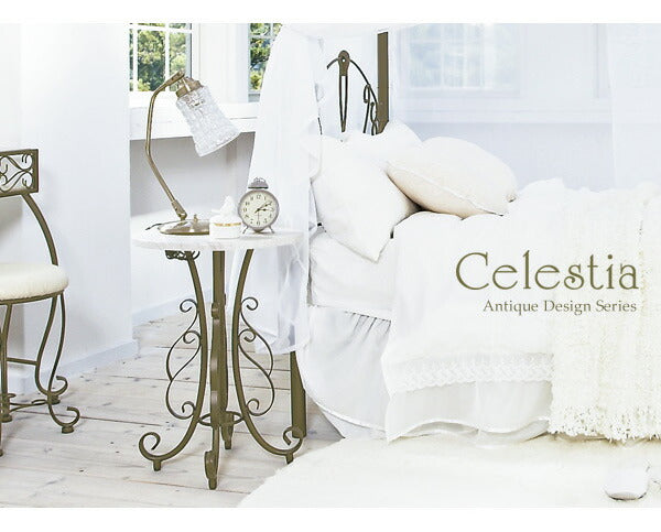 セレスティア Celestia サイドテーブル 曲線が美しいロートアイアンデザイン、高級感のあるゴールドカラー