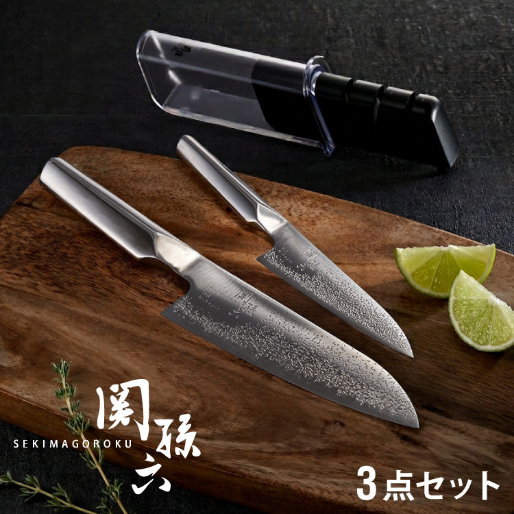貝印 関孫六 匠創 包丁3点セット 三徳包丁 ペティナイフ 純正シャープナー 日本製 KAI 食洗機対応 オールステンレス 包丁セット 砥ぎ器 砥石 ナイフ 関の刃物 三徳3点セット
