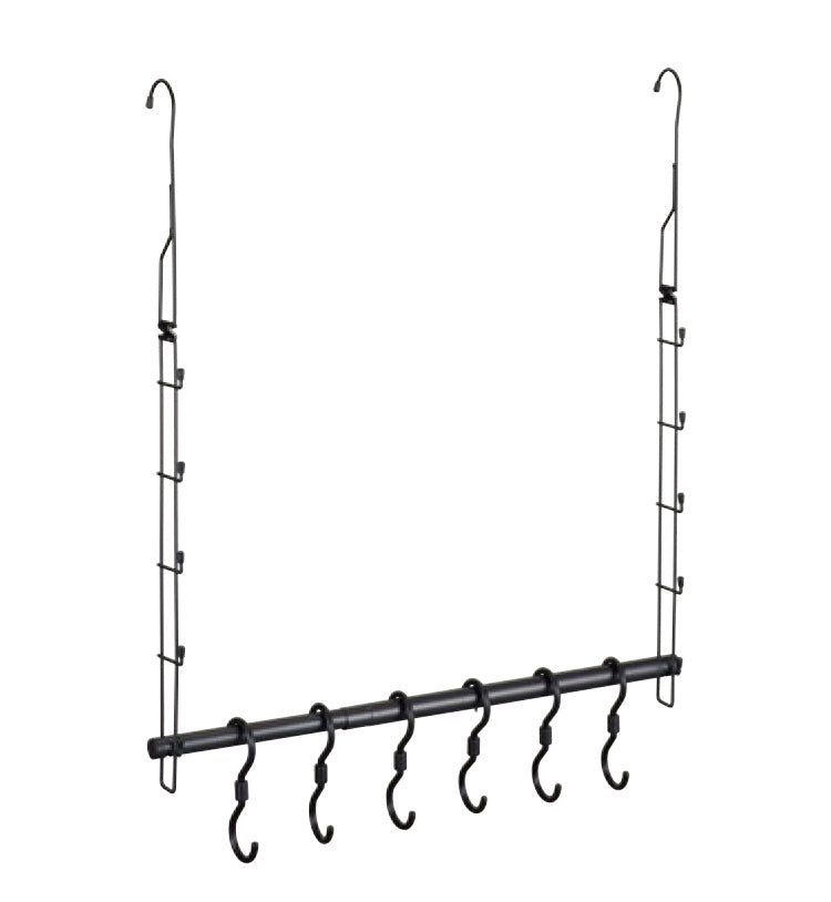 クローゼット 吊り下げハンガー カバン収納 伸縮タイプ 回転フック6個セット CH-KH 2段ハンガー ブランコ式 幅・高さ調節 フック付き 押入れ収納 押入収納 鞄収納 ハンガーラック