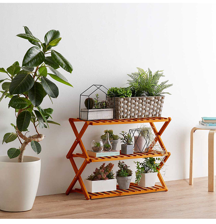 天然木 折りたたみ シューズラック 3段 オープンラック ガーデンラック 棚 シェルフ フラワースタンド 花台 ウッドラック ガーデニング 木製 玄関収納 スリッパラック アウトドア キャンプ おしゃれ