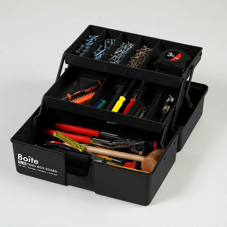 Boite デザインツールボックス 仕切式 ガレージ DIY アウトドア 工具箱 大容量 裁縫箱 ソーイングボックス パーツ ブラック MA-4029 おしゃれ
