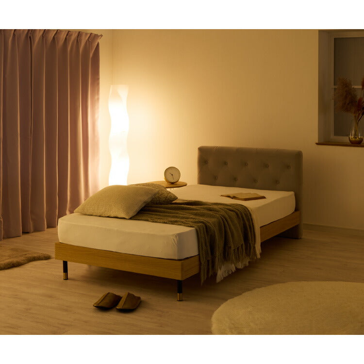 ベッドフレーム すのこベッド ベッド シングル 背もたれ ファブリック おしゃれ 韓国インテリア 高級感 かわいい ヘッドボード すのこ フレーム スノコ ローベッド グレー 脚付き 木目調 オーク