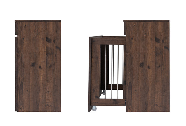 ARIZONA 幅90 奥行40 高さ80 収納付きスライド収納型ケージ ブラウン 西海岸ヴィンテージ ペットケージ ペットサークル 省スペース 小型犬 中型犬 室内サークル スライド 背面化粧 犬 ペット用品(代引不可)