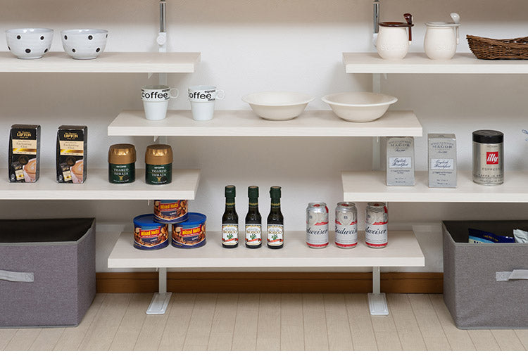 カウンター下突っ張りラック用追加棚板1枚 幅89.5cm 取付金具セット ホワイトウォッシュ 本体別売り 1枚のみの販売 ホワイト 棚 つっぱり 薄型 収納棚 ディスプレイラック(代引不可)