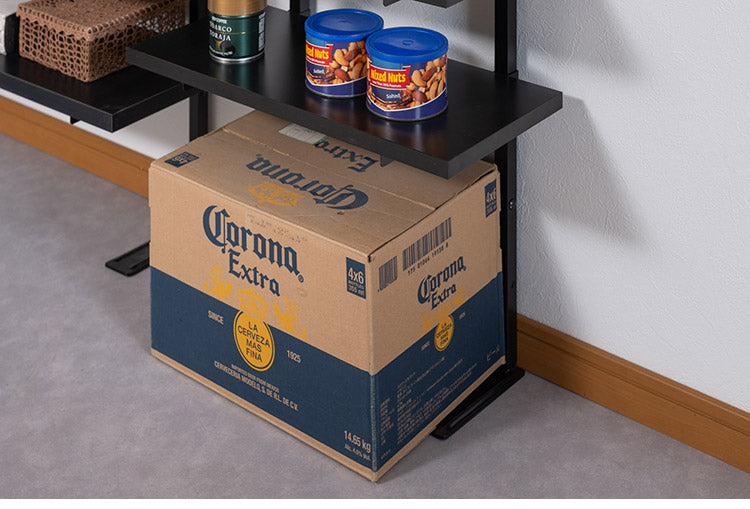 bravo ブラボーシリーズ カウンター下ラック 無段階調整3枚棚オープンラック 本体 幅59.5cm ブラック キッチン キッチン収納 ラック 棚 突っ張り つっぱり棚 つっぱりラック 収納棚(代引不可)