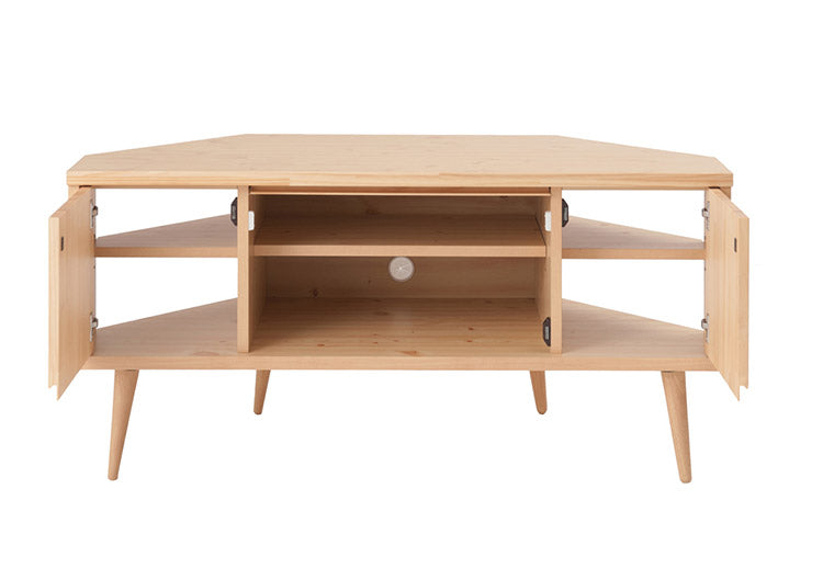 Baum 天然木パイン材のコーナーTVボード 幅120 北欧ナチュラル 脚付き モダン ローボード 北欧 ナチュラル おしゃれ ラック コーナーボード TVボード TV台 テレビボード テレビ台 完成品 ナチュラル(代引不可)