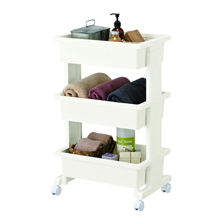 リセ モバイルワゴン 3段 日本製 JEJアステージ キッチンワゴン 収納ワゴン キッチンワゴンカート キッチンラック ベビーワゴン ジェイイージェイ(代引不可)